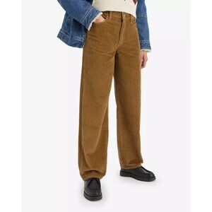 NWT Levis Baggy Dad Corduroy Pants Size 28 Brown Wide-Leg Relaxed Fit